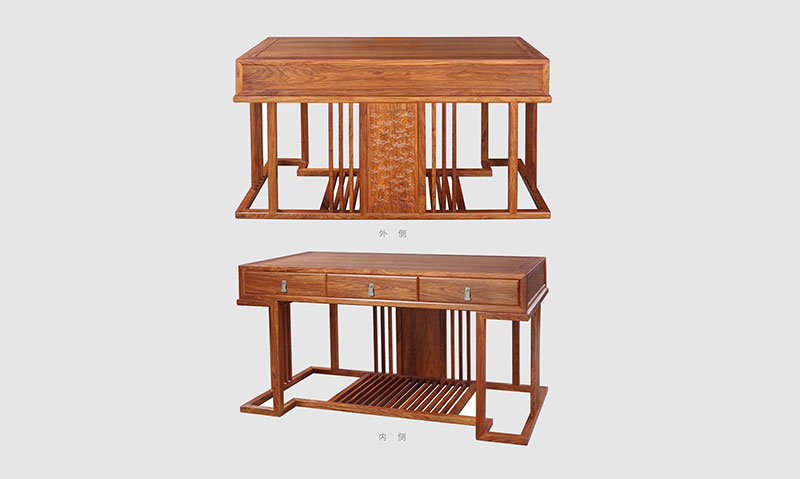吉林 别墅中式家居书房装修实木书桌效果图